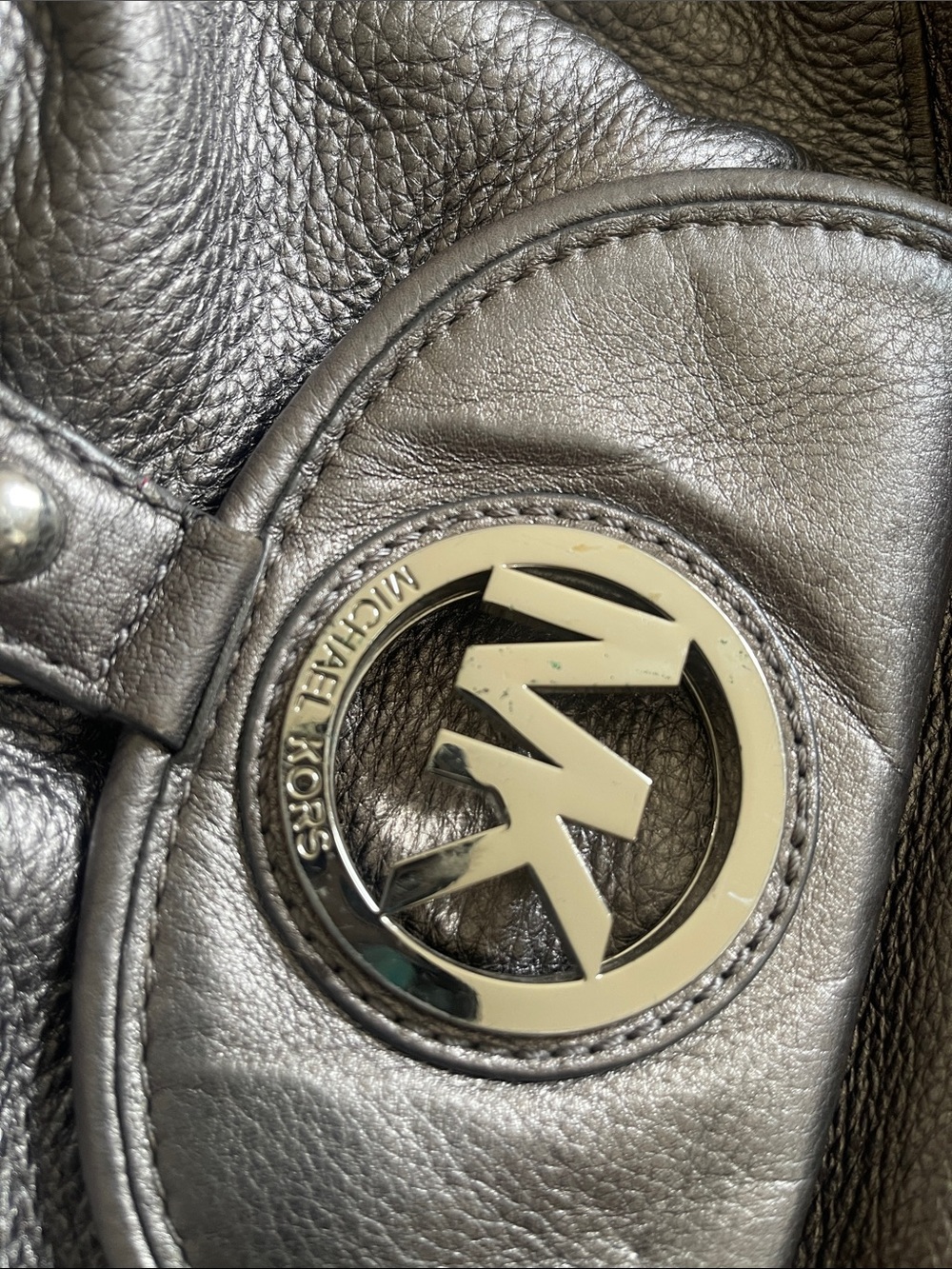 Michael Kors Pewter Metallic Pebble Leather Hobo Bag - Picture 12 of 13